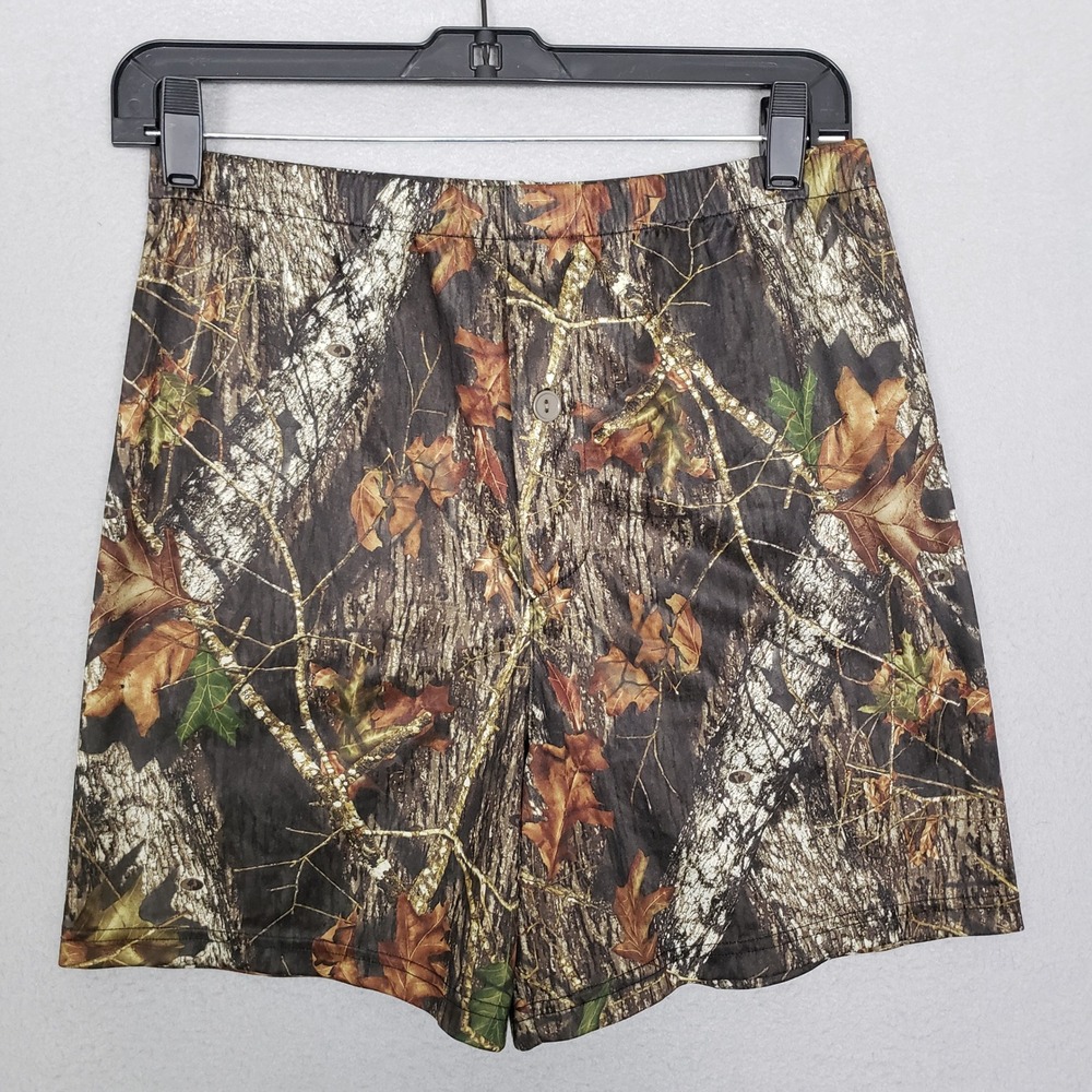 Wilderness‎ Dreams Men's Boxer Pajama Shorts Brown Green Woodland Camo Size M